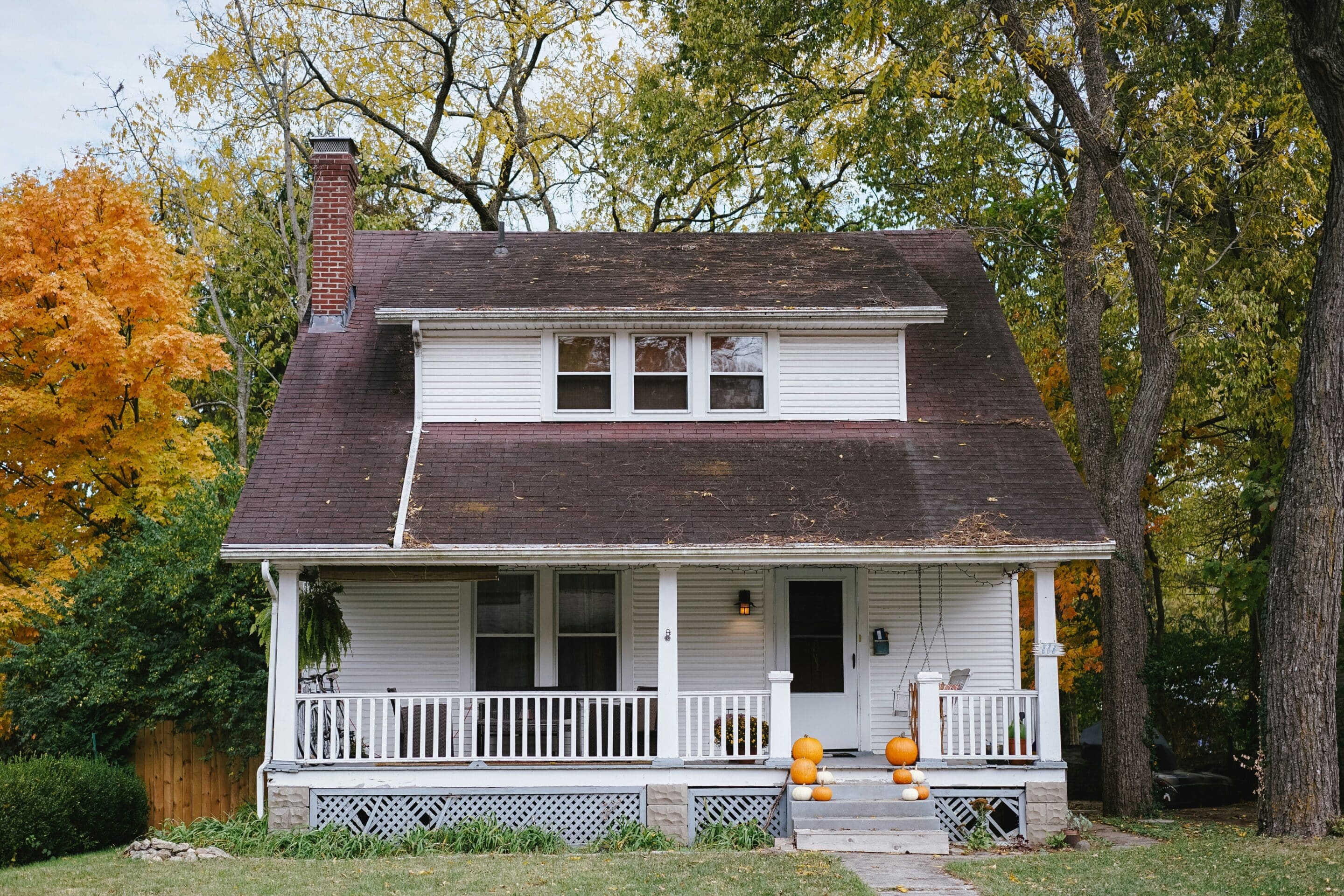 home with roof damage